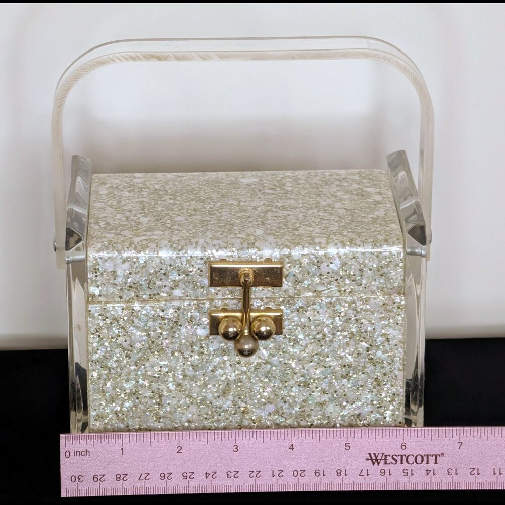 Amazing CHARLES KAHN Confetti Lucite Box Purse from the 1950s, VG-EX Cond - Picture 3 of 11